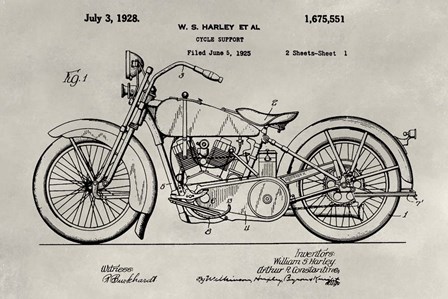 Patent--Motorcycle by Alicia Ludwig art print