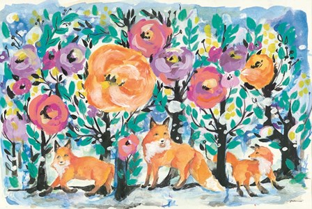 Foxes and Flowers by Jessica Mingo art print