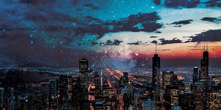 Chicago Skyline Hues by Milli Villa art print