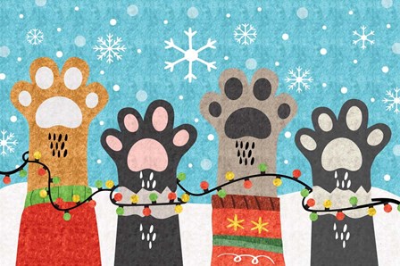 Christmas Paws by ND Art &amp; Design art print