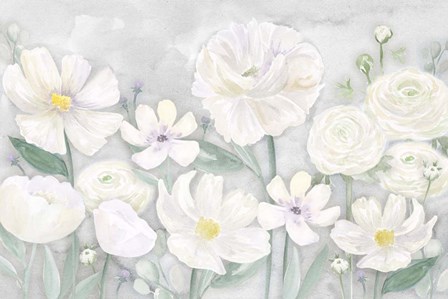 Peaceful Repose Gray Floral Landscape by Tara Reed art print