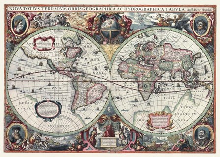 Nova Totius Terrarum Orbis Tabula by Hendrik Hondius art print