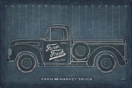 Farm Truck Blueprint by Sue Schlabach art print