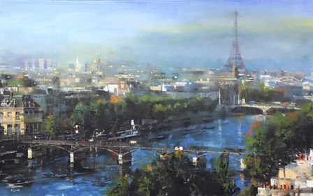 Paris Pedestrian Bridge by Mark Lague art print