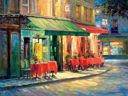 Red &amp; Green Cafe by Haixia Liu art print