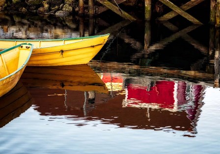 Dories and Reflection by David W. Pollard art print