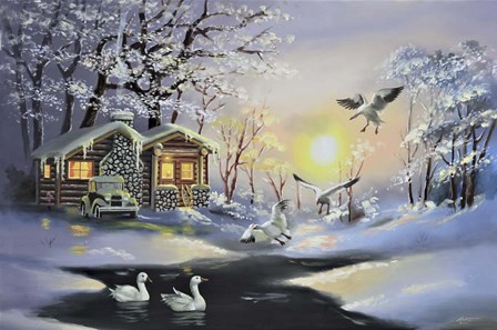 Snow Geese, Cabin by D. Rusty Rust art print