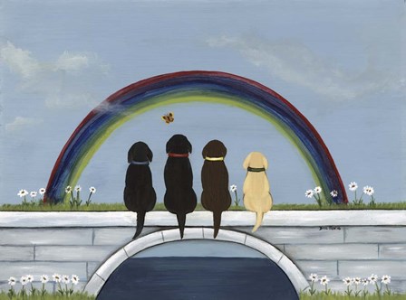 Rainbow Bridge Dogs by Dina Marie art print