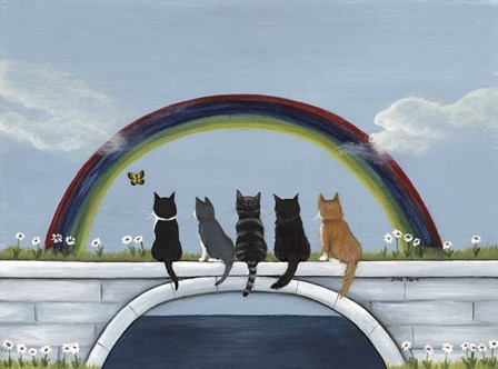 Rainbow Bridge Kitties by Dina Marie art print