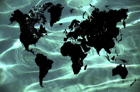 Pure Ocean World Map 1 by Jenny Rainbow Fine Art art print