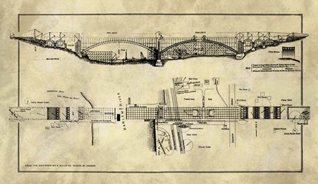 George Washington Bridge Blueprint Industrial Farmhouse by Tina Lavoie art print