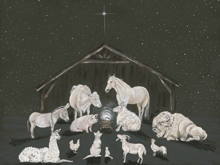Animal Nativity Scene by Hollihocks Art art print