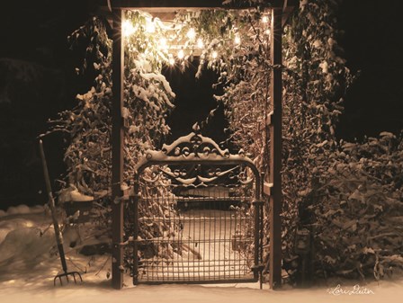 Snowy Garden Gate by Lori Deiter art print