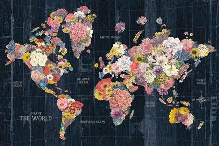 Botanical Floral Map Words by Wild Apple Portfolio art print