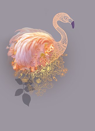 Floral Gold Flamingo by A.V. Art art print