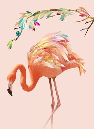 Flamingo and Garland by A.V. Art art print