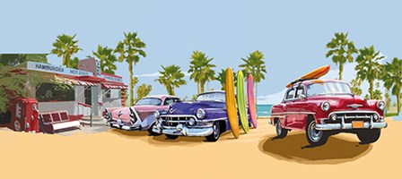 50s Surf Cars II by A.V. Art art print