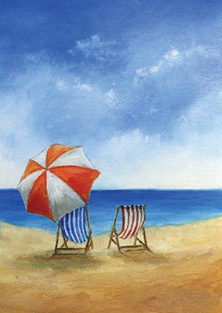 Deck Chairs on Beach by A.V. Art art print