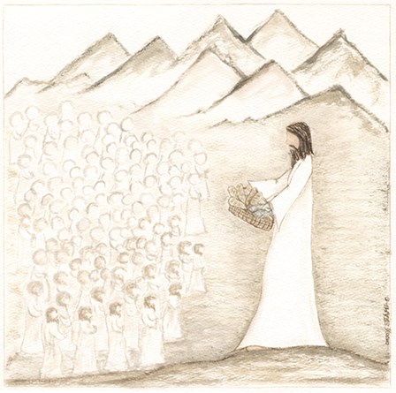 Jesus Feeds Five Thousand by Cindy Shamp art print
