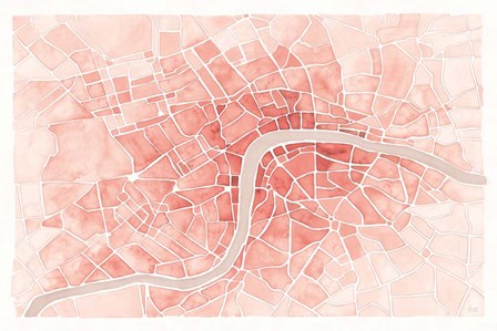 Watercolor Wanderlust London Coral by Laura Marshall art print