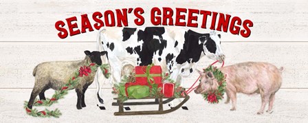 Christmas on the Farm - Seasons Greetings by Tara Reed art print