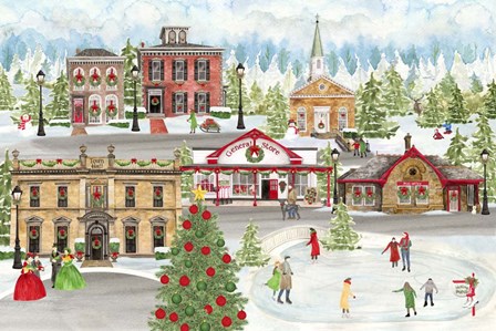 Christmas Village landscape by Tara Reed art print