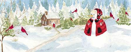 Snowman Christmas panel I by Tara Reed art print