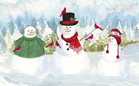 Snowman Christmas landscape by Tara Reed art print