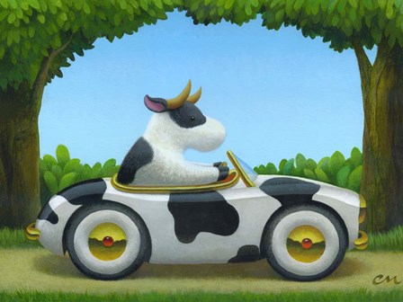 Cow Car by Chris Miles art print