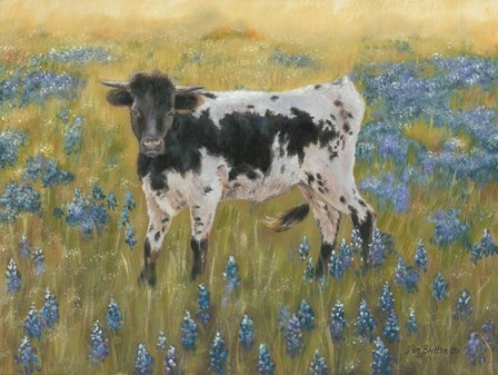 Cutie in the Bluebonnets by Pam Britton art print