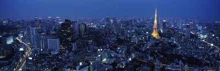 Tower Lit Up At Dusk In A City, Tokyo Tower, Japan by Panoramic Images art print