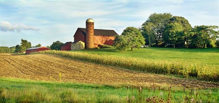 Field With Silo And Barn In The Background, Ohio by Panoramic Images art print