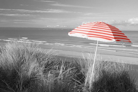 Beach Umbrella On The Beach, Saunton, North Devon, England by Panoramic Images art print