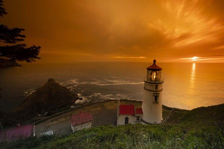 Cape Meares Lighthouse At Golden Hour, Tillamook County, Oregon by Panoramic Images art print