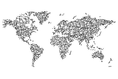 Hanzi Kangi World Map by Charlotte Bassin art print
