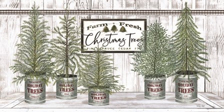 Galvanized Pots White Christmas Trees II by Cindy Jacobs art print