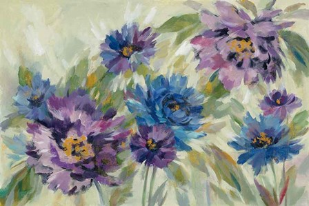 Bold Blue and Lavender Flowers by Silvia Vassileva art print