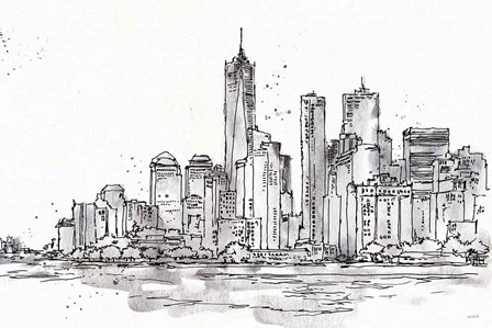 Skyline Sketches I No Words Flowers by Anne Tavoletti art print