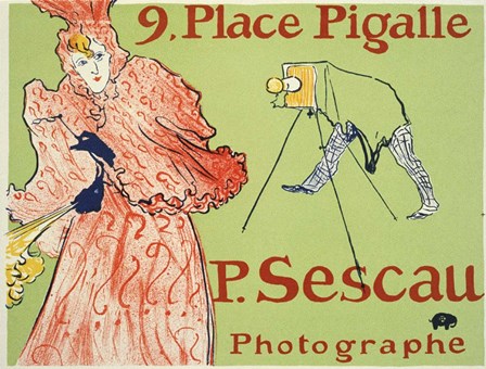 9, Place Pigalle, P. Sescau Photographe by Henri de Toulouse-Lautrec art print