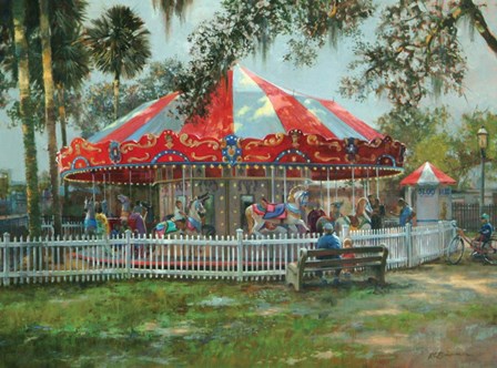 J &amp; S Carousel by Roger Bansemer art print