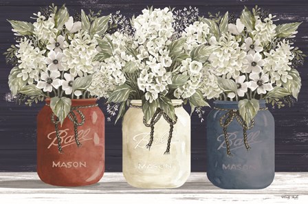 Red, White &amp; Blue Jar Trio by Cindy Jacobs art print