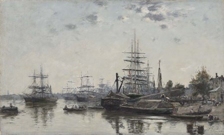 View of Bordeaux, from the Quai des Chartrons, 1874 by Eugene Louis Boudin art print