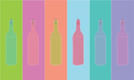 Colorful Mod Wine Bottles by Jen Bucheli art print