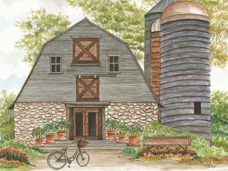 Bluebird Barn by Cindy Jacobs art print