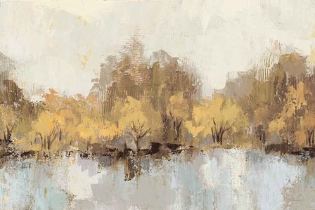 Autumn River Reflection Gold by Silvia Vassileva art print