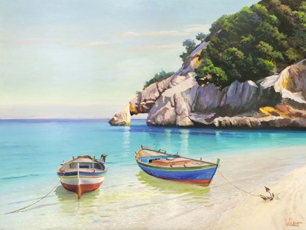 Barche Nella Caletta, Sardegna by Adriano Galasso art print