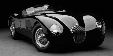 1951 Jaguar C-Type (BW) 1 by Don Heiny art print