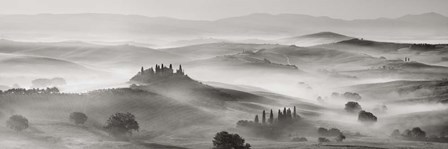 Val d&#39;Orcia panorama, Siena, Tuscany (BW) by Frank Krahmer art print