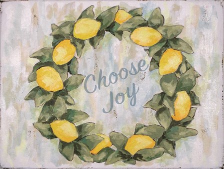 Choose Joy Lemon Wreath by Jennifer Holden art print