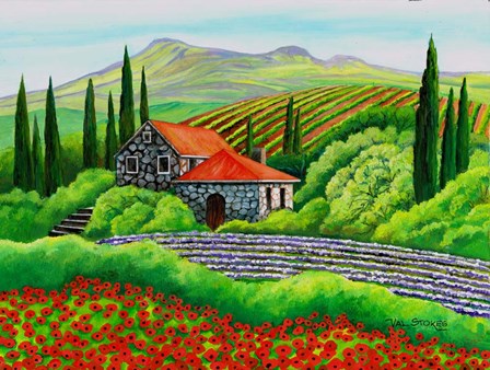 Tuscany Poppies by Val Stokes art print